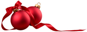 Two red decorative Christmas bulbs
